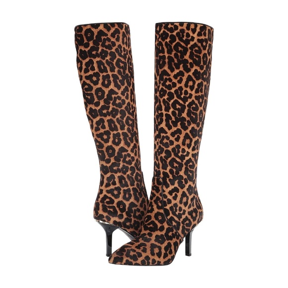 MICHAEL KORS Katerina Leopard Calf Hair Knee-High Stiletto Heels Boots 6.5 - Picture 2 of 16